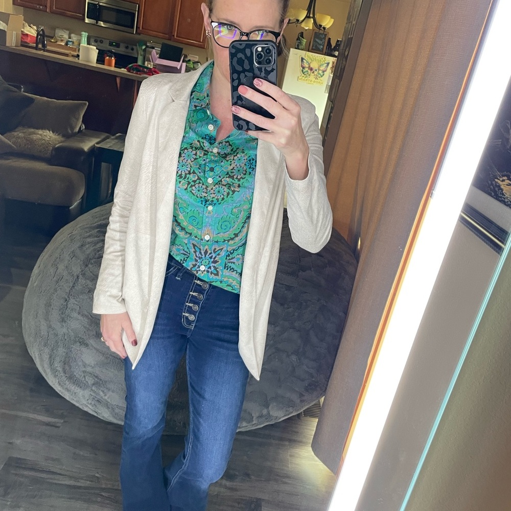 Faux suede blazer